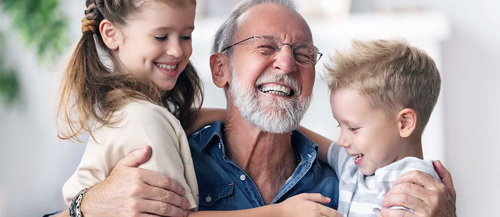 Grandfather and grandchildren