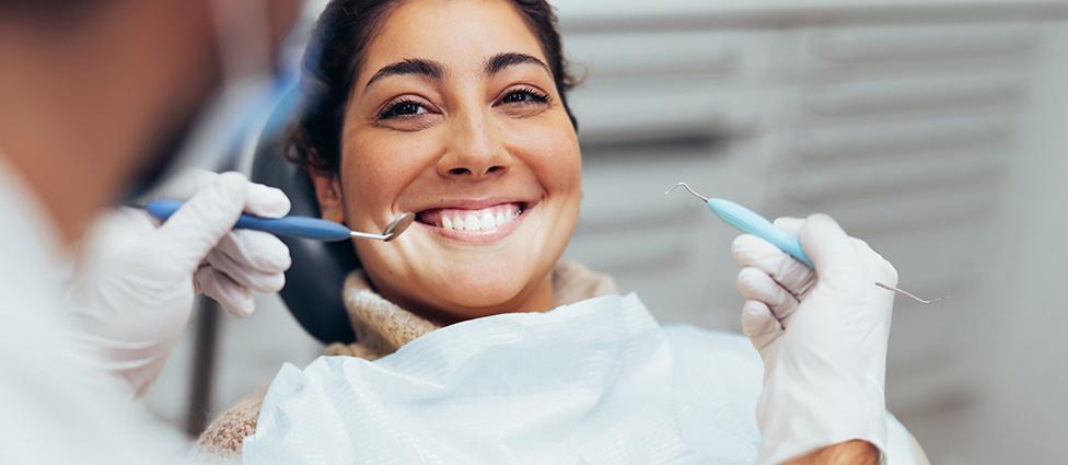 Woman in dental chair